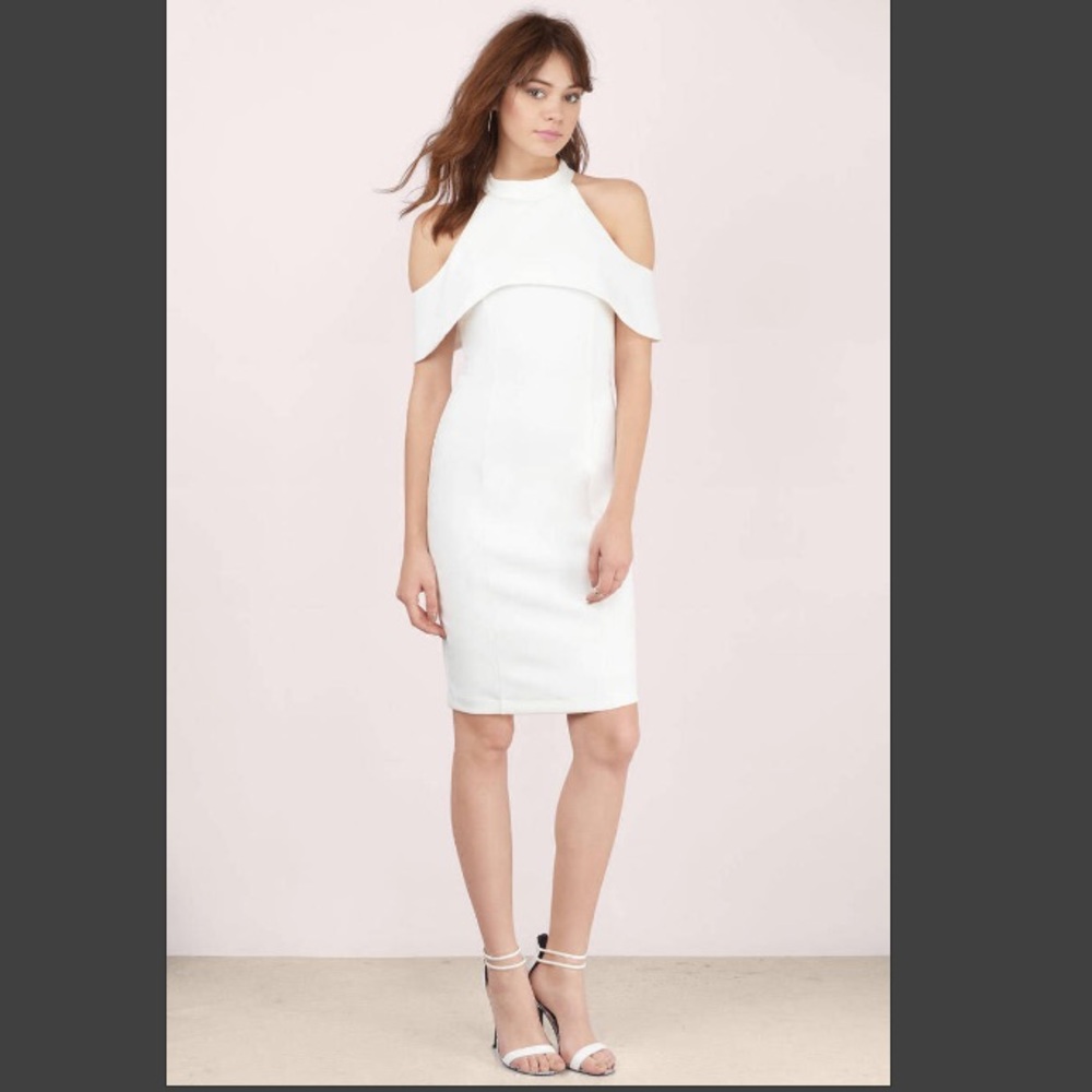 Mustard seed white cold shoulder midi dress